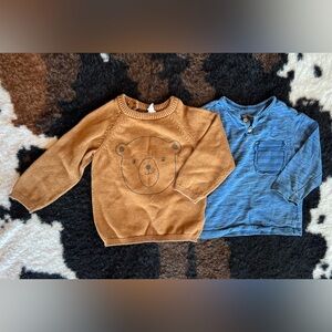 H&M Tan Bear Graphic Kids Sweater & Art Class Blue Long Sleeve